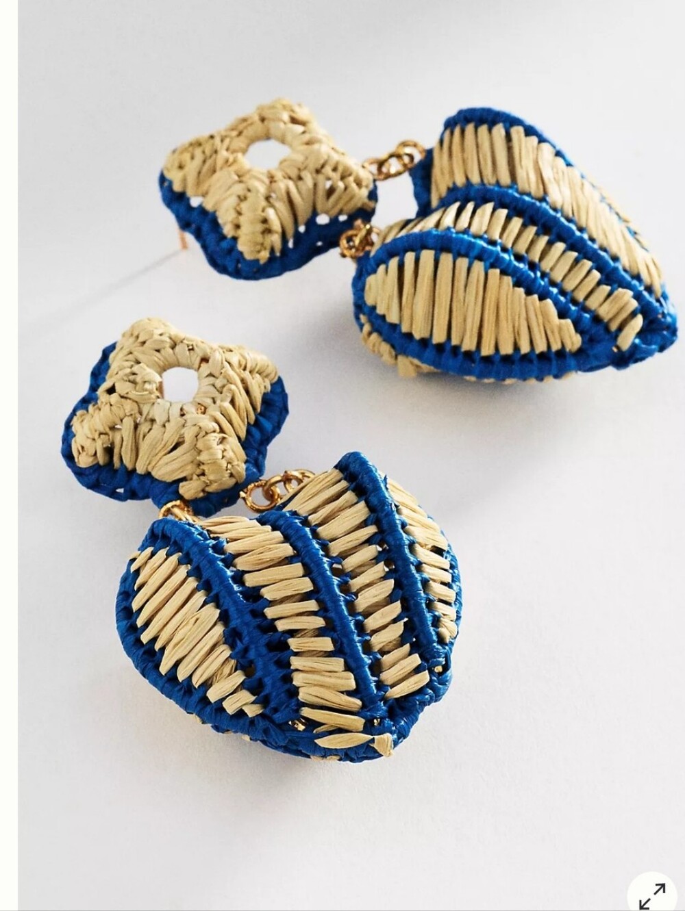 NWOT! Anthropologie, Raffia Basket Earrings, Blue, MSRP $54.00